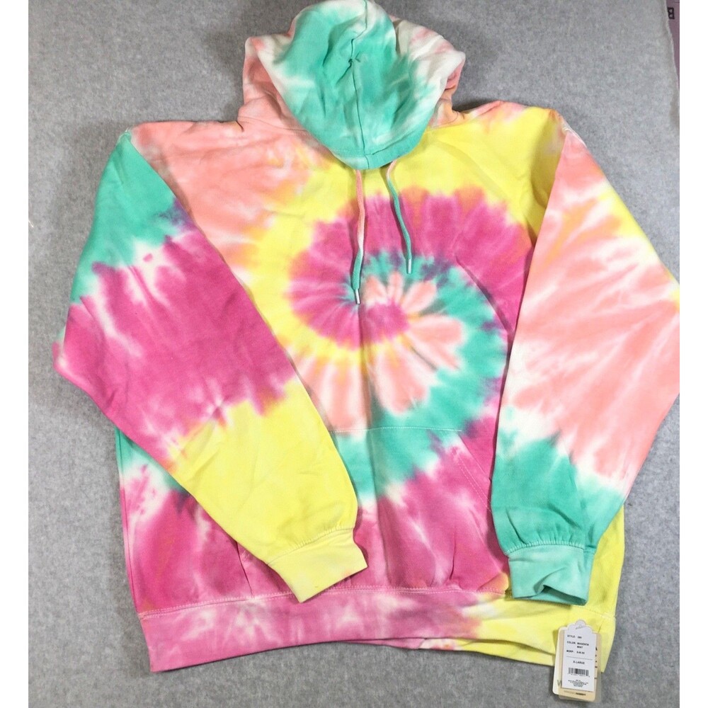 NWT Dreamside Tie Dye Rainbow Unisex Hoodie Pullover Drawstring Sweatshirt XL